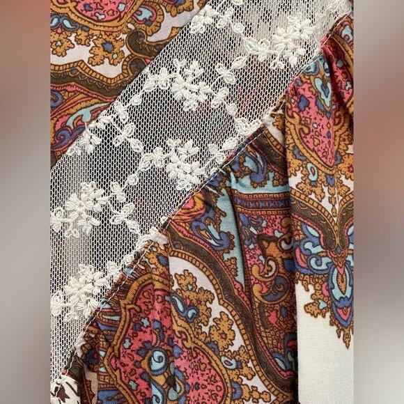 Umgee Paisley Boho Long Sleeve Tie Neck Tunic Dress size Small - Picture 4 of 7